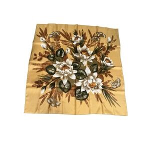 Women's St. Michael Vintage Italian Scarf Floral Print Polyester Satin 26" Squar